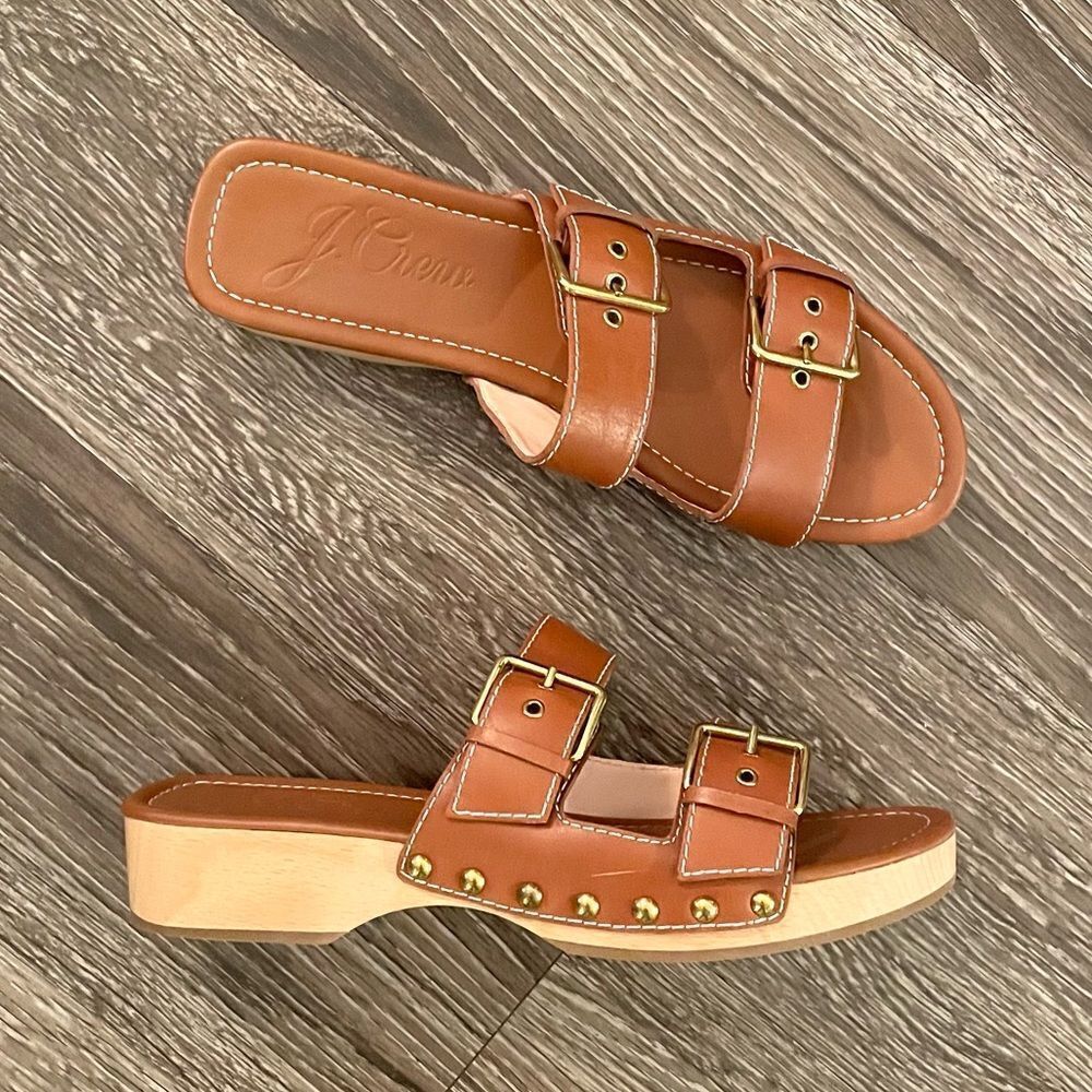J crew Leather double buckle-strap sandals